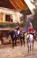 Detaille, Edouard - Mounted First-Empire Dragoons In Front Of A Country House